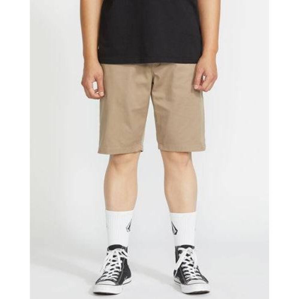 Volcom Size 33 Men's Frickin Modern Stretch Shorts Kahki Flat Front Chino Shorts